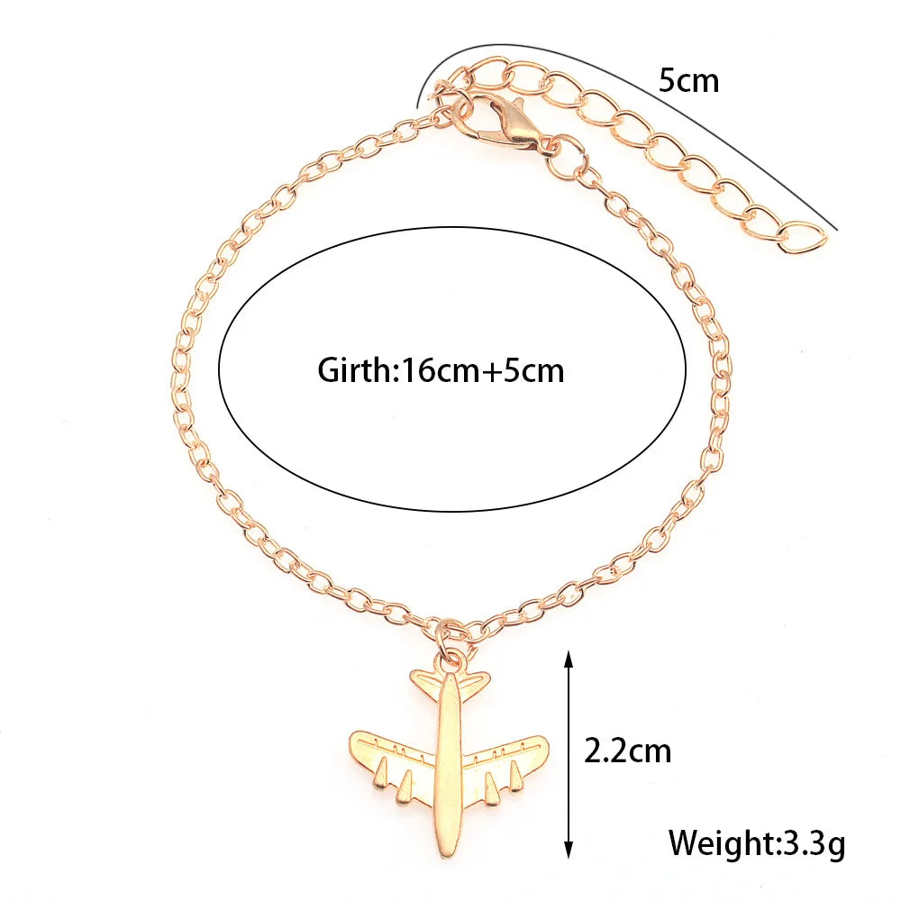 MiFaViPa Airplane Adjustable Charm Bracelets for Women Jewelry Link Chain Gold Plated Alloy Aircraft Plane Bracelet Trinket