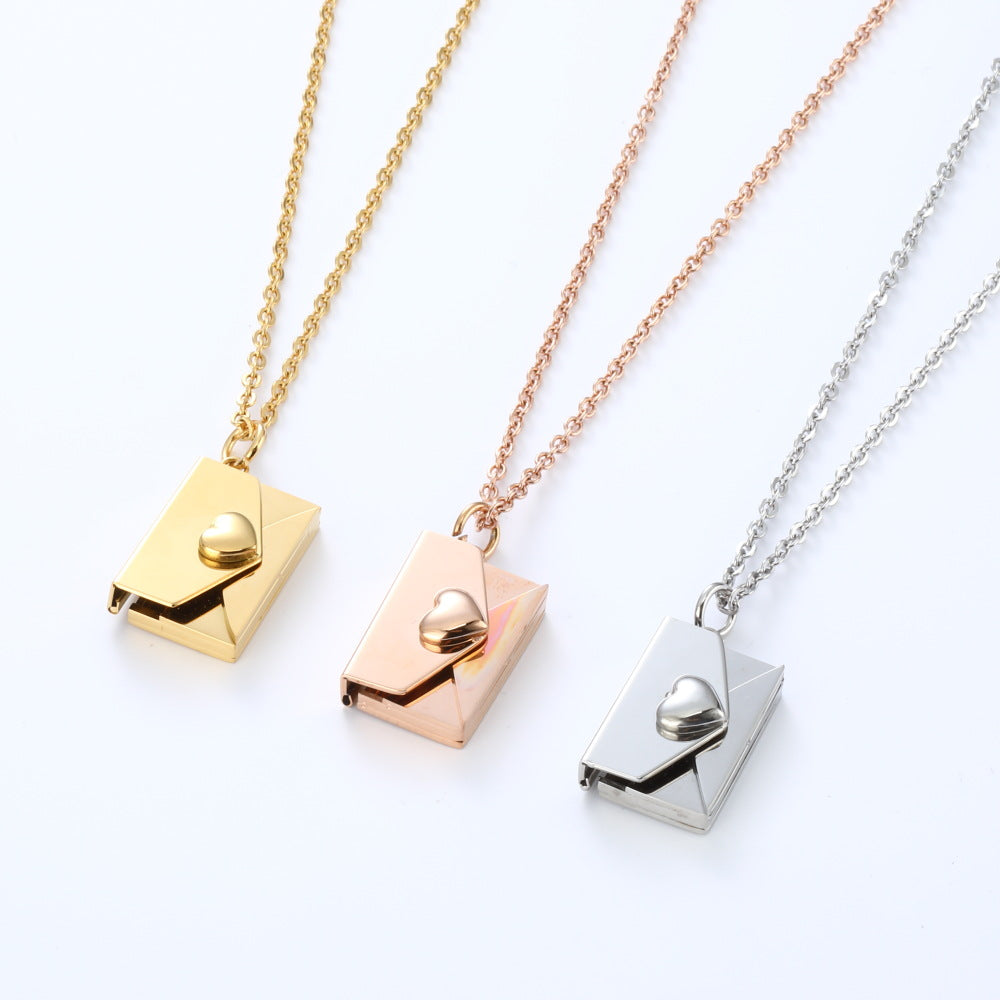 Peach Heart Envelope Necklace Couple Female