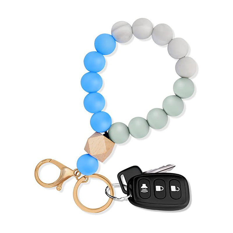 Silicone Beads Wooden Beads Bracelet Keychain