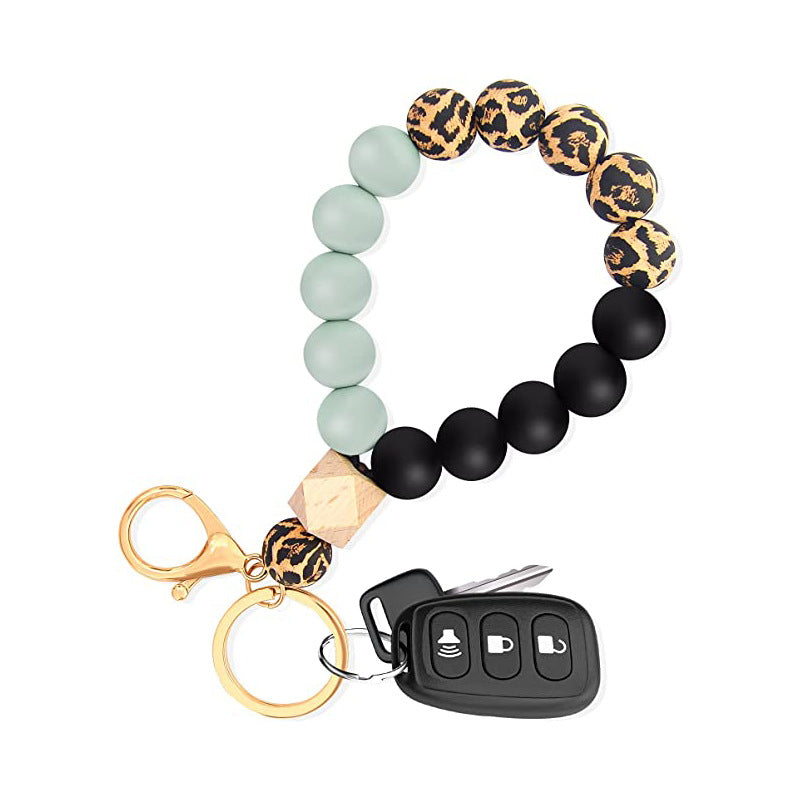 Silicone Beads Wooden Beads Bracelet Keychain