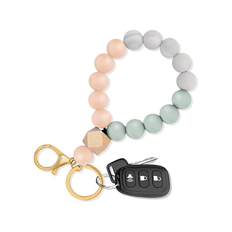 Silicone Beads Wooden Beads Bracelet Keychain