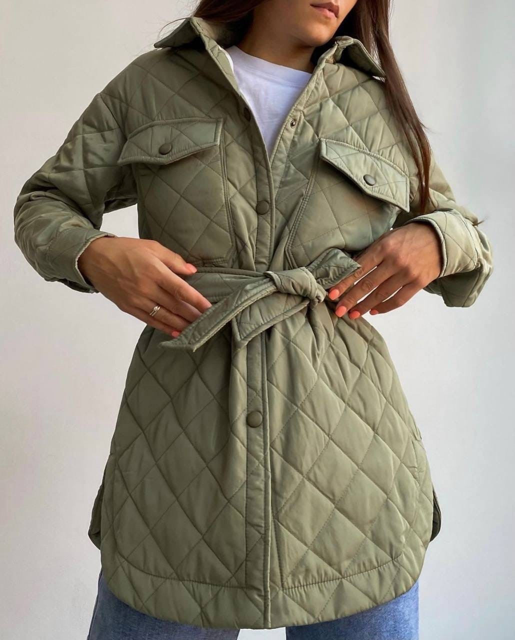 Long Breasted Lapel Loose And Warm Rhombus Cotton-padded Jacket