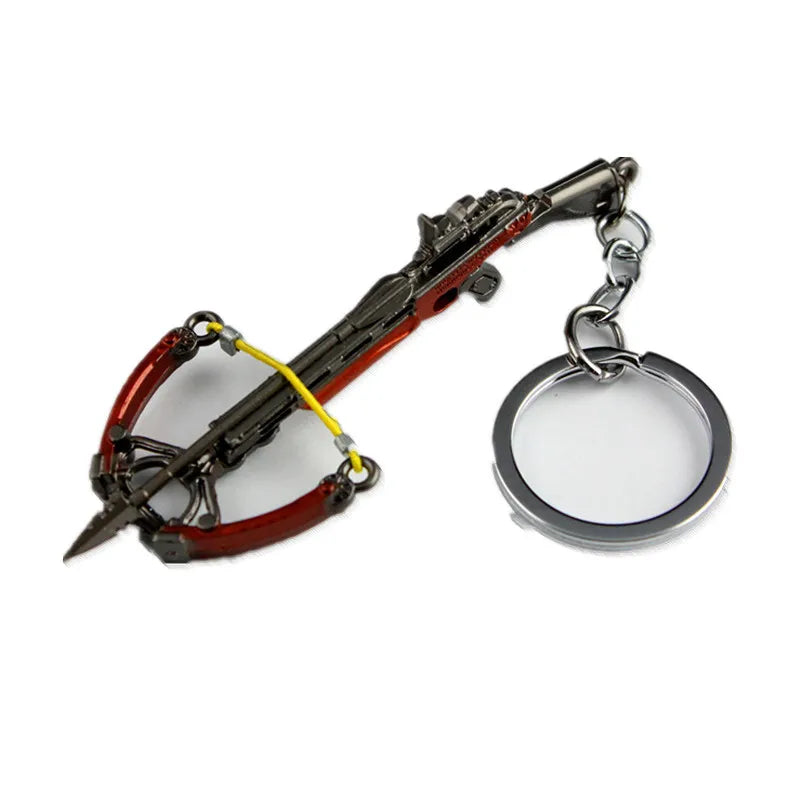 PUBG Mini Weapon Keychain 9cm Crossbow Alloy Metal Weapon Model Keyring Bag Decorations