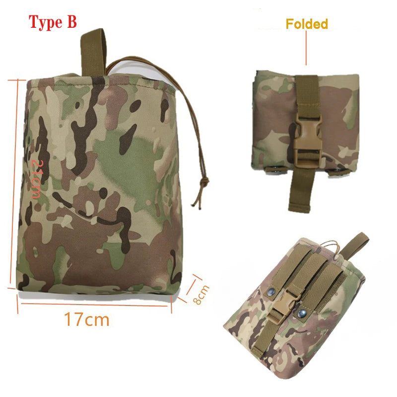 Tactical Molle Dump Pouch Military Drop Drawstring Magazine Pouch Recovery Ammo Storage Tool EDC Bag Airsoft Hunting Accessories