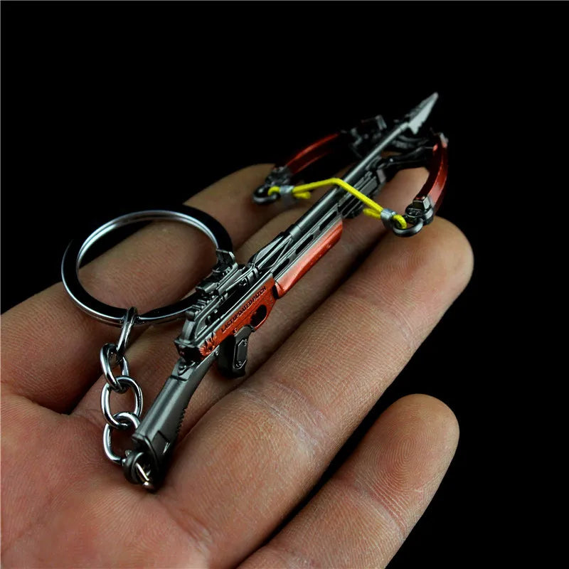 PUBG Mini Weapon Keychain 9cm Crossbow Alloy Metal Weapon Model Keyring Bag Decorations