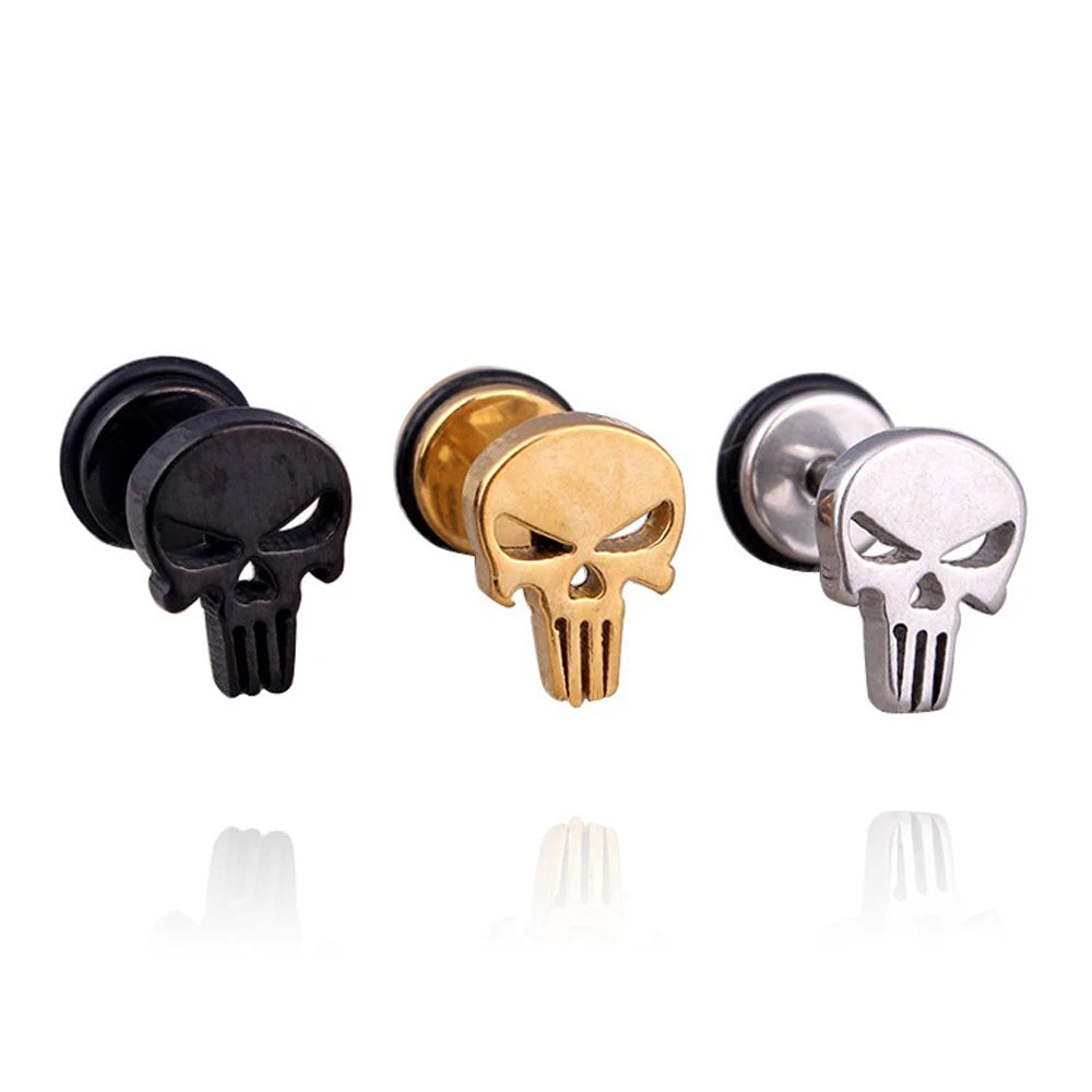 1 Piece Fashion Skull Stud Earrings Punk Rock Style For Women Men High Quality Stainless Steel Hiphop Ear Jewelry Gifts