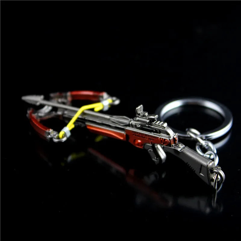 PUBG Mini Weapon Keychain 9cm Crossbow Alloy Metal Weapon Model Keyring Bag Decorations