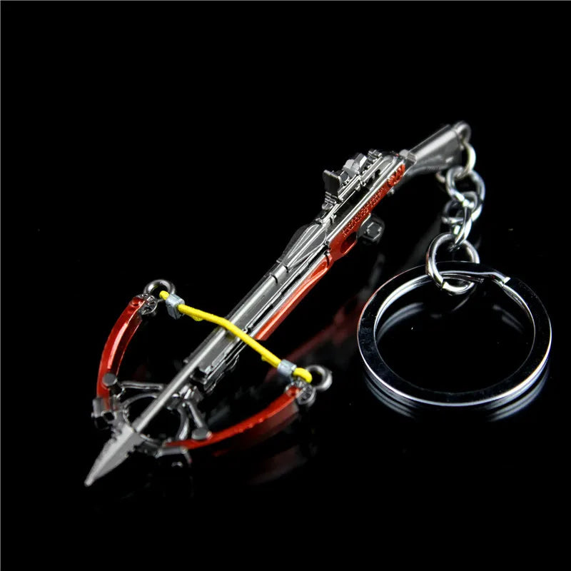 PUBG Mini Weapon Keychain 9cm Crossbow Alloy Metal Weapon Model Keyring Bag Decorations