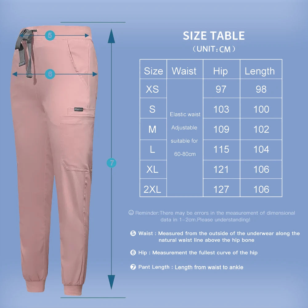 Fashion Jogger Pants Unisex Work Pants High Quality Elastic Waist Doctor Nurse Uniform Bottoms Medical Scrub Pants Work Trousers