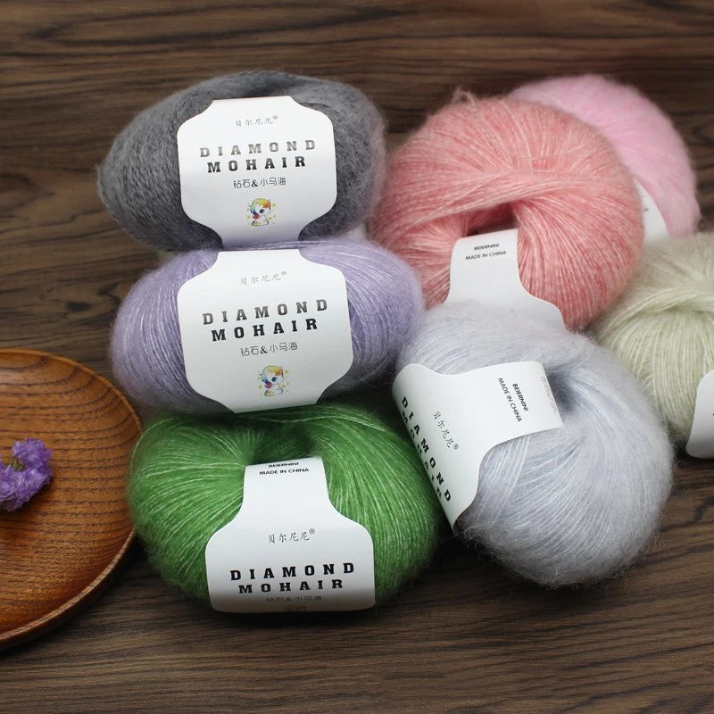 Soft Mohair Yarn for DIY Knitting, Baby Wool, Crochet Yarn, Hand Knitting, Sweater Shawl, Socks, Acrylic Plush Thread, 25g Ball