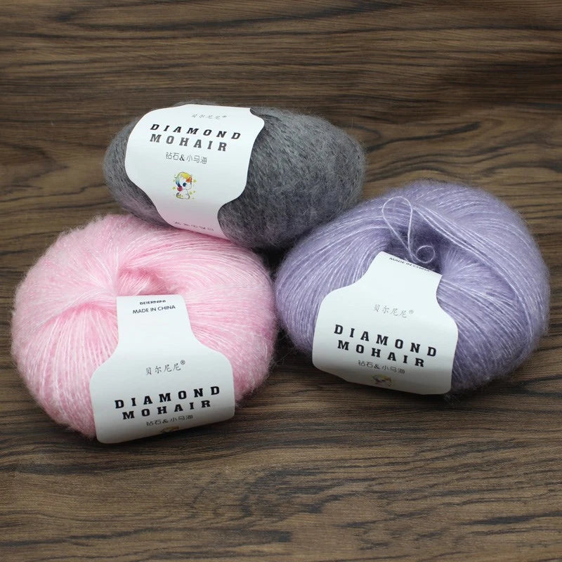 Soft Mohair Yarn for DIY Knitting, Baby Wool, Crochet Yarn, Hand Knitting, Sweater Shawl, Socks, Acrylic Plush Thread, 25g Ball