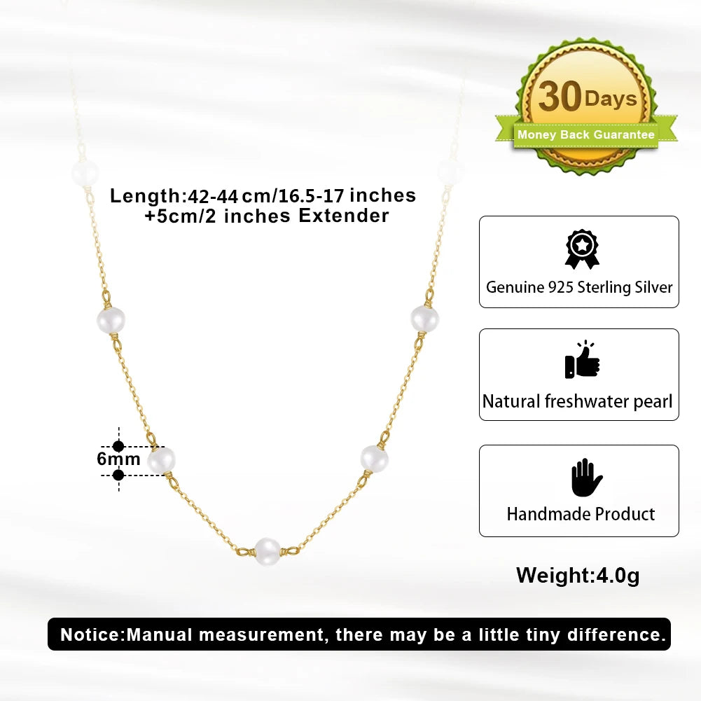 EFFIE QUEEN 14K Gold Plated Natural Baroque Pearl Choker Necklace for Women 925 Sterling Silver Necklaces Handmade Jewelry GPN19