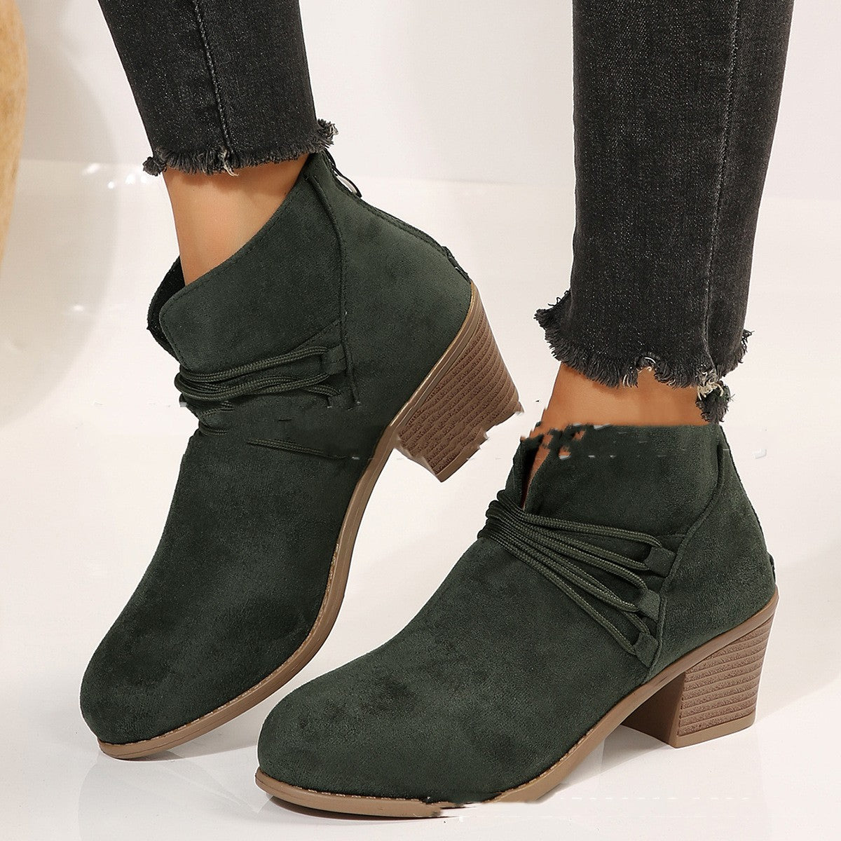 Mid Heel Boots Women's Chunky Heel Martin Boots