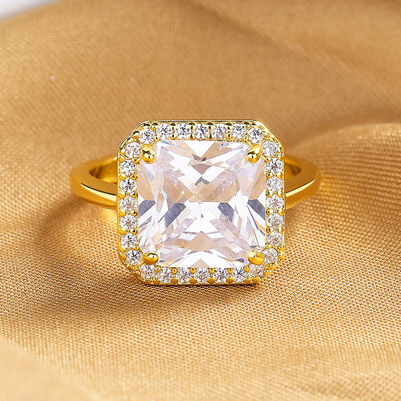 Retro Affordable Luxury Octagonal Square Ring