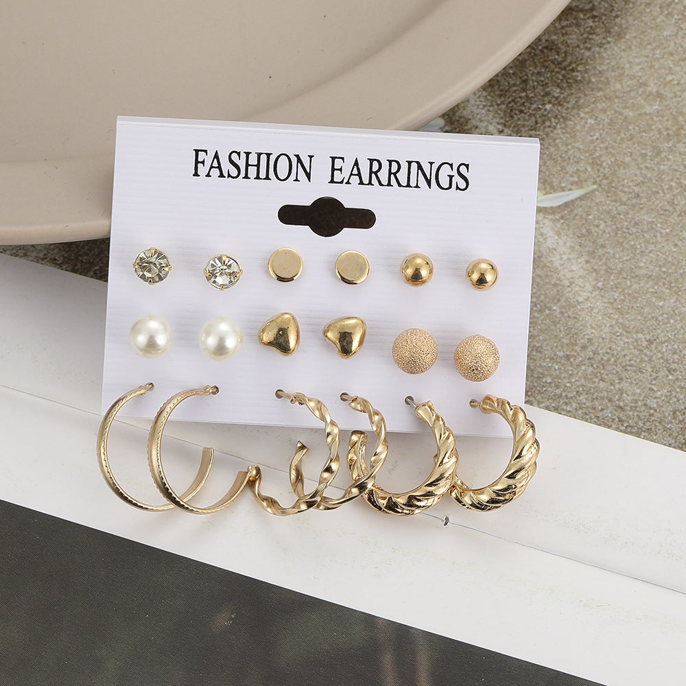 Creative Simple Retro Metal Twist Earrings Suit