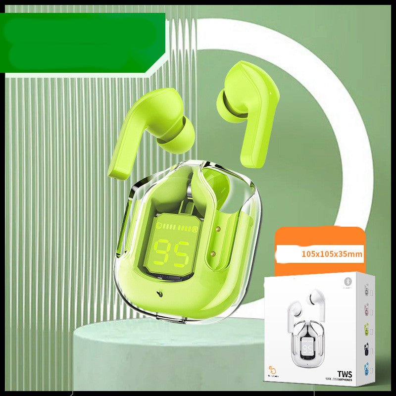 New Mini Transparent Wireless Bluetooth Headset Digital Display ENC Noise Reduction True Wireless Sports Music