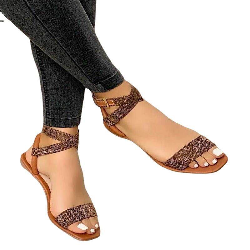 Women's Large Size Flat Bottom Casual Sandals