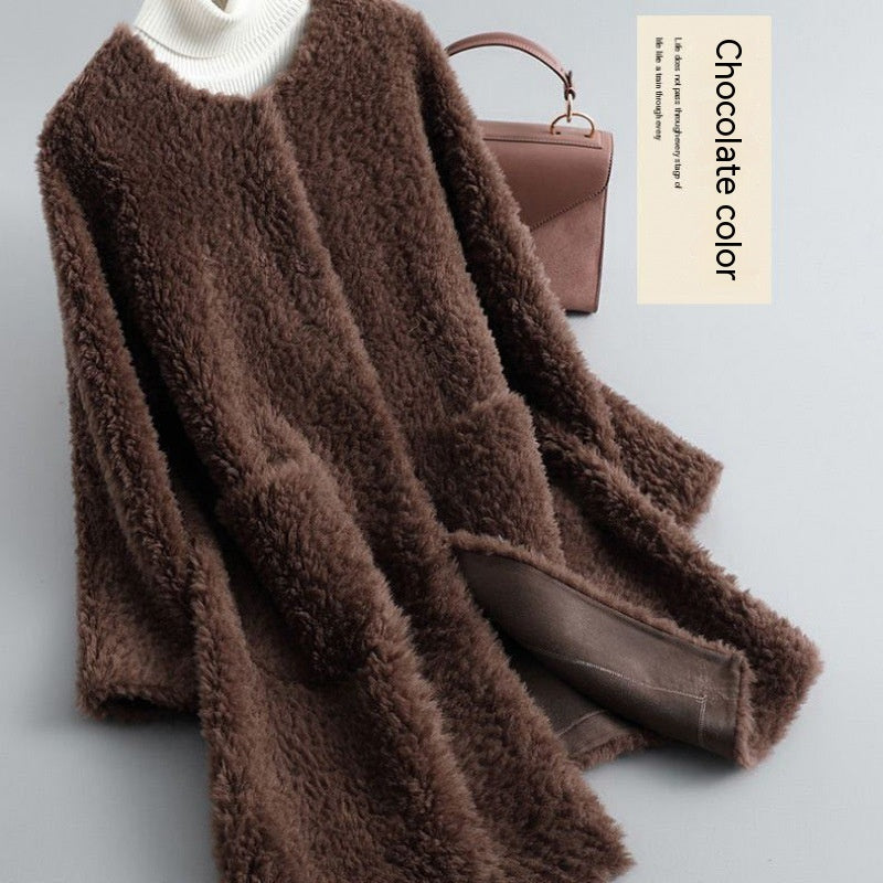 Women's Mid-length Lamb Wool Faux Fur