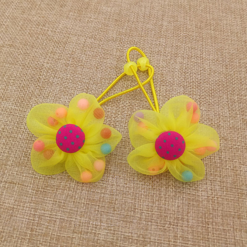 Chiffon Flower Beads Buckle Children's Head Ornaments Rubber Band Hair Ring