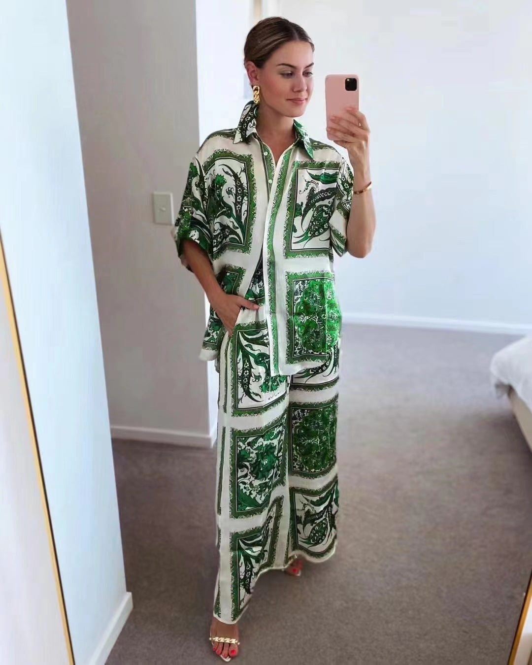 New Fashion Printed Pants Suit