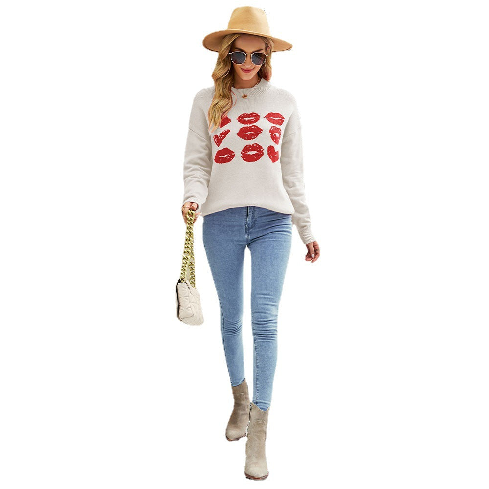 Women's Valentine's Day Love Lip Sweater