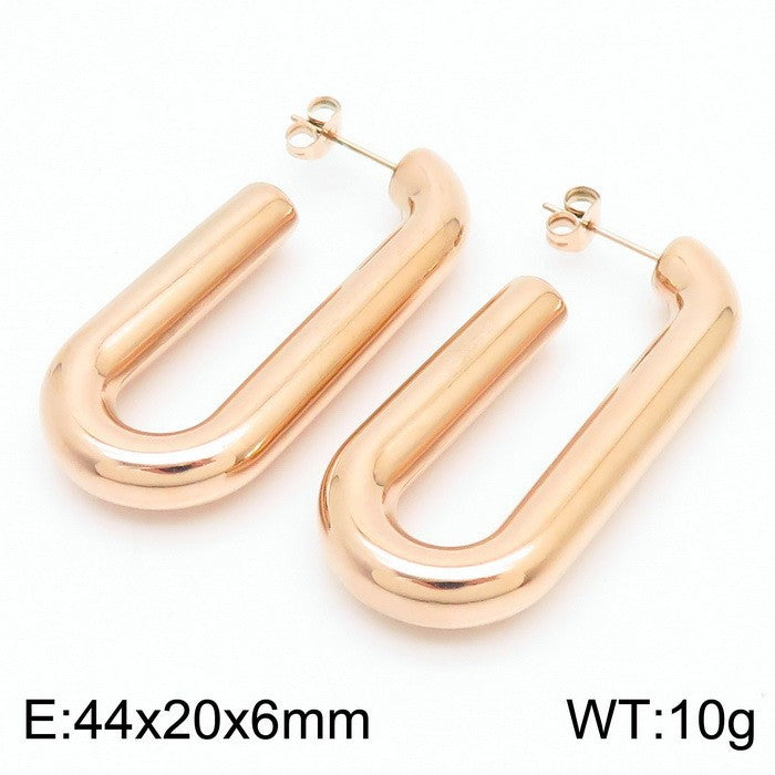 Titanium Steel U-shaped Glossy Ear Clip Plated 18K Hollow Earrings