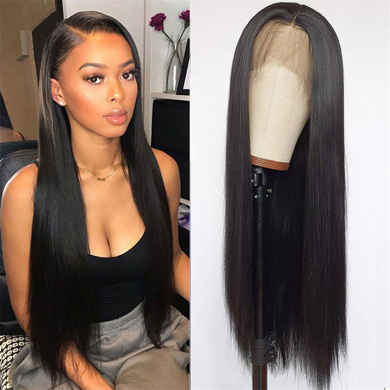 Black Long Straight Hair Chemical Fiber Headband