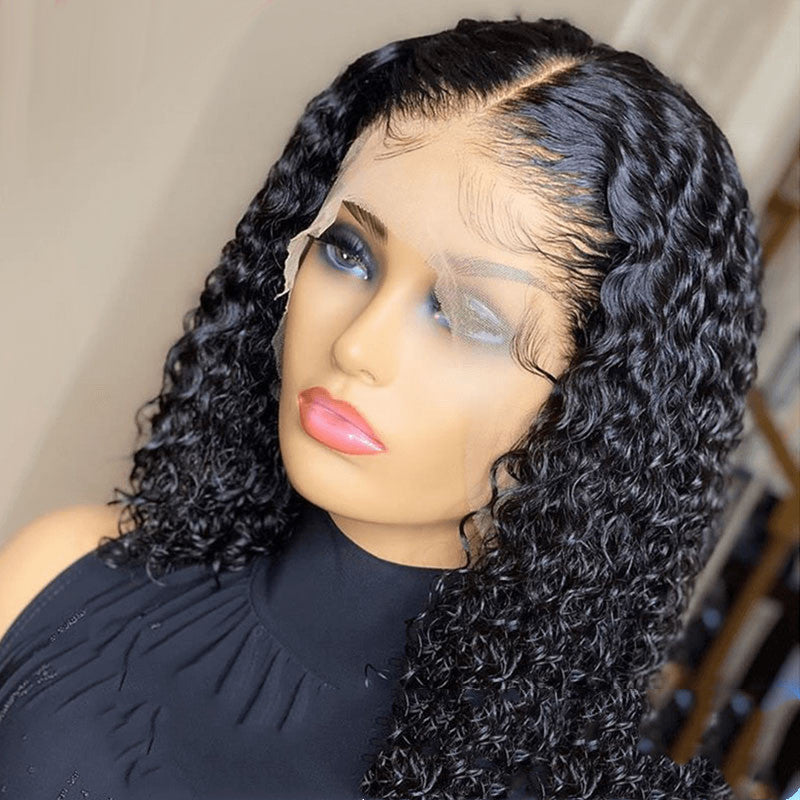 Doores Perruque Bob Lace Front Wig Naturelle Cheveux Humains Coupe Pixie Brun