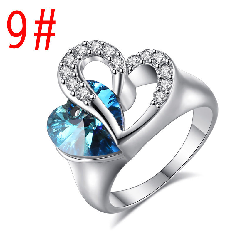 Titanic Sapphire Crystal Heart Of Ocean Ring