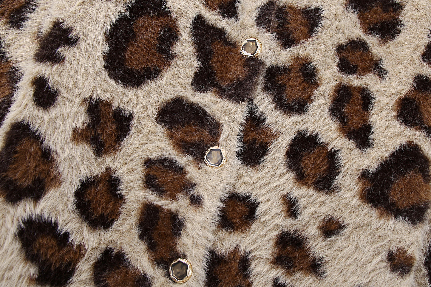 Leisure Animal Pattern Jacquard Artificial Fur Effect Knitted Coat