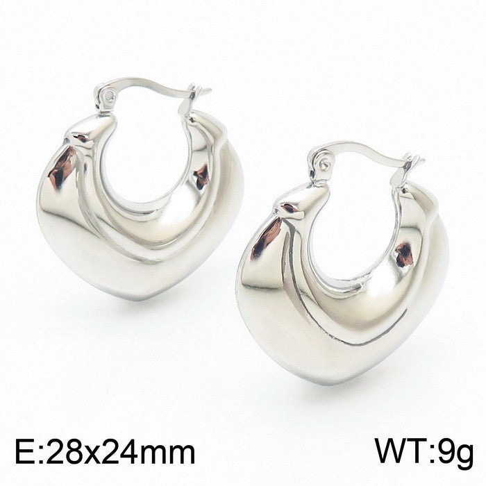 Titanium Steel U-shaped Glossy Ear Clip Plated 18K Hollow Earrings