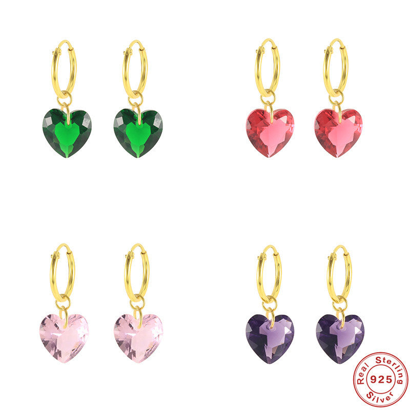 Light Luxury Creative Trendy Personalized Heart-shaped Crystal Earrings