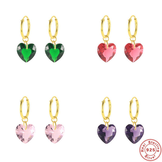 Light Luxury Creative Trendy Personalized Heart-shaped Crystal Earrings