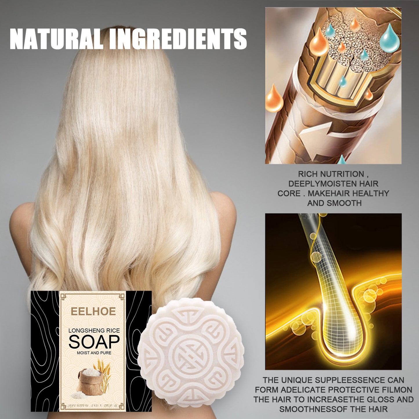 Water Soap Shampoo Soap Nourishes Frizz, Conditioner And Softens Hair