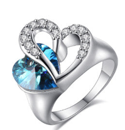 Titanic Sapphire Crystal Heart Of Ocean Ring