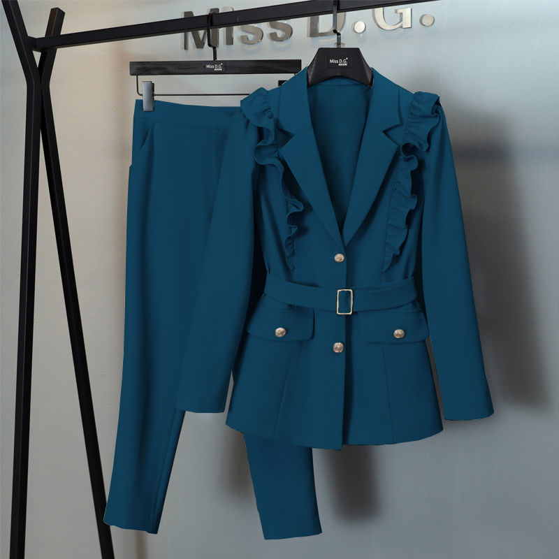 All-match Blazer, Nine-point Pants Plus Size Two-piece Suit