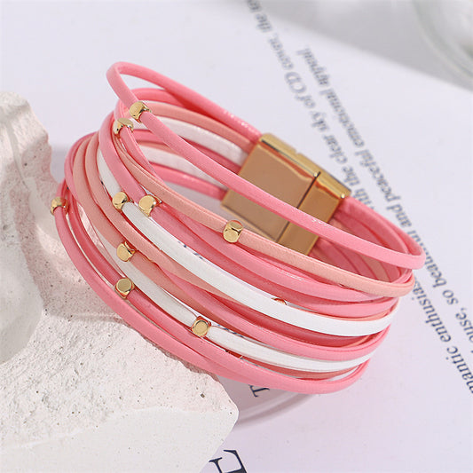 Vintage Beads Soft Leather Bracelet For Women