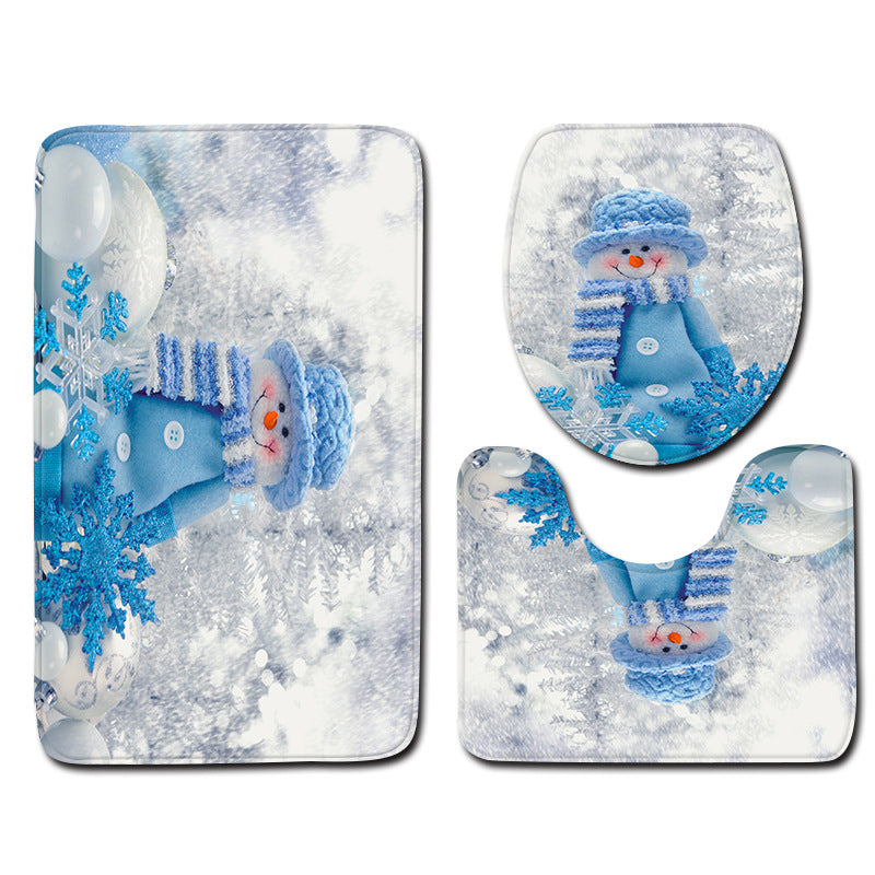 Christmas Snowman Bathroom Carpet Door Mat