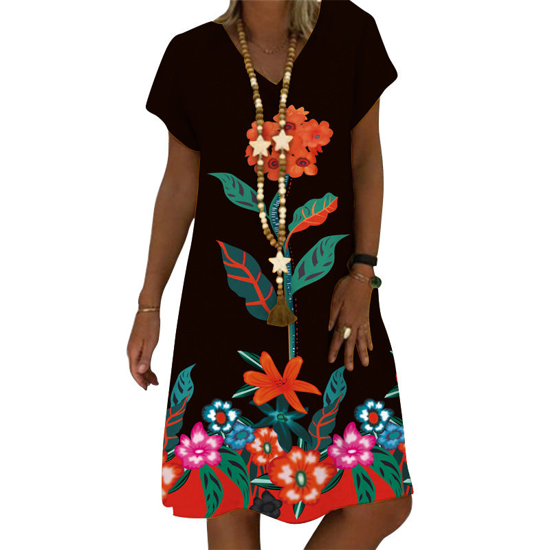 Short Sleeve Dress 3D Digital Print Dress