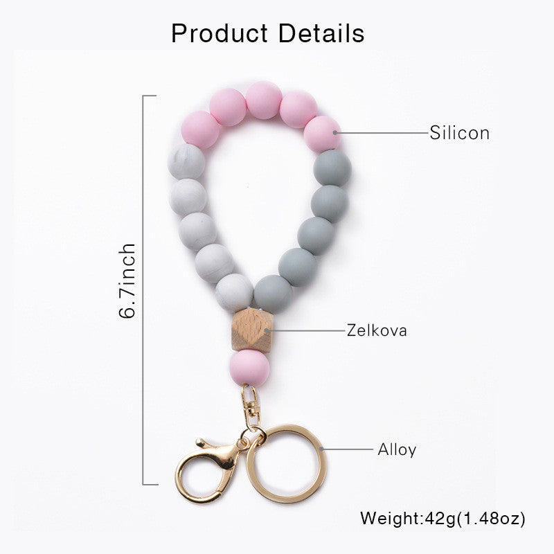 Silicone Beads Wooden Beads Bracelet Keychain