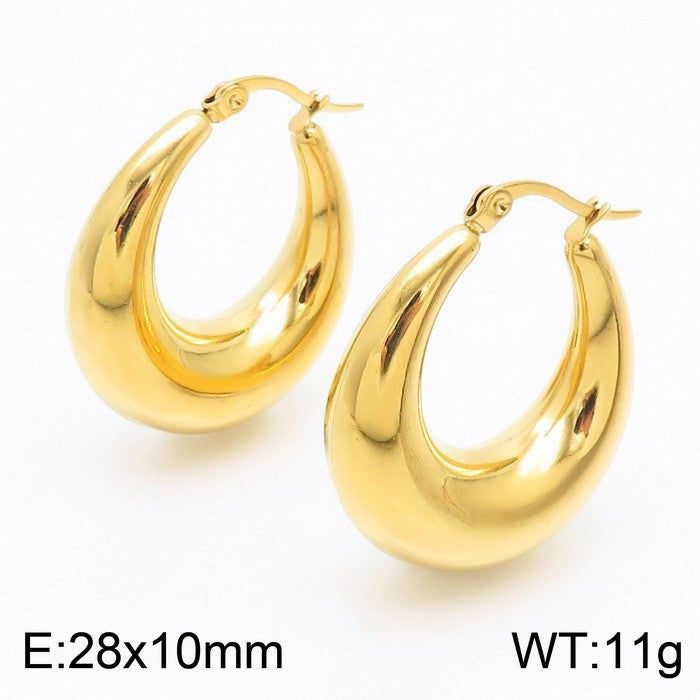 Titanium Steel U-shaped Glossy Ear Clip Plated 18K Hollow Earrings