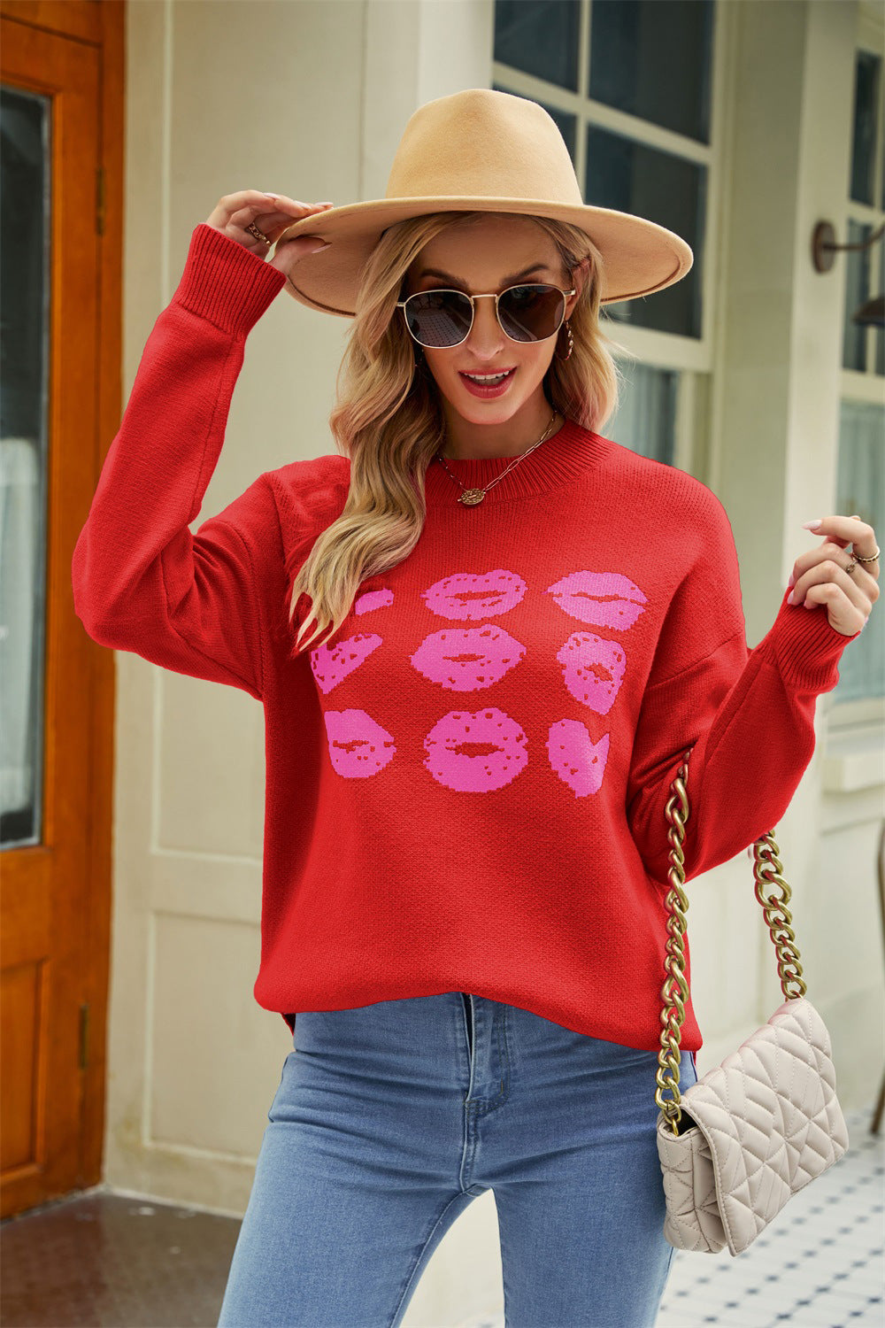 Women's Valentine's Day Love Lip Sweater