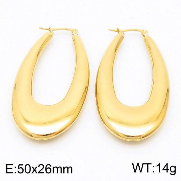 Titanium Steel U-shaped Glossy Ear Clip Plated 18K Hollow Earrings