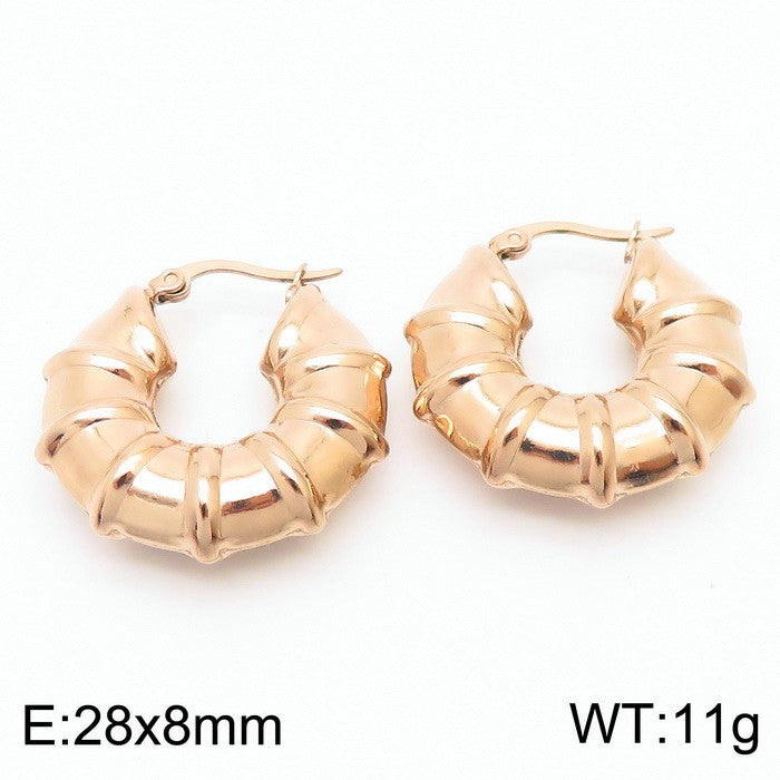 Titanium Steel U-shaped Glossy Ear Clip Plated 18K Hollow Earrings