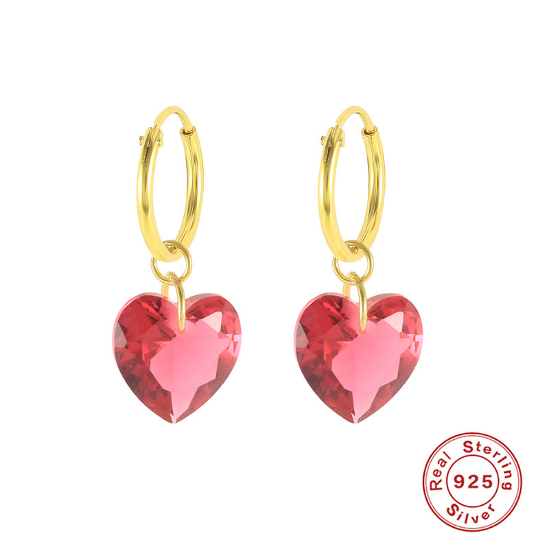 Light Luxury Creative Trendy Personalized Heart-shaped Crystal Earrings