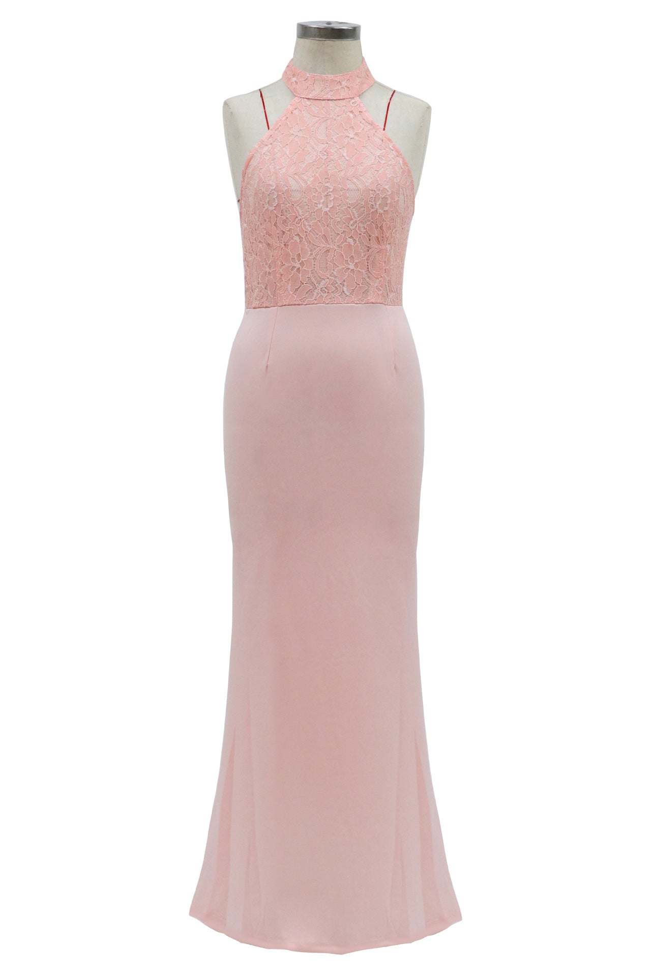 Sleeveless Halter Dress Lace Banquet Evening Dress