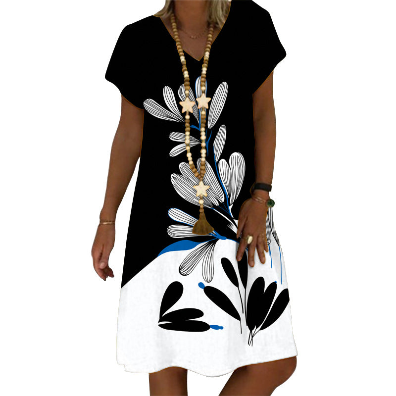 Short Sleeve Dress 3D Digital Print Dress