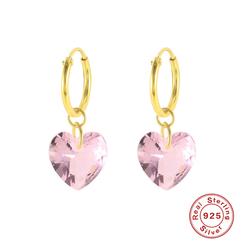 Light Luxury Creative Trendy Personalized Heart-shaped Crystal Earrings