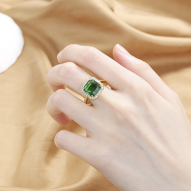 Retro Affordable Luxury Octagonal Square Ring