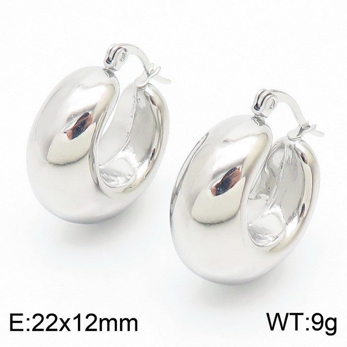 Titanium Steel U-shaped Glossy Ear Clip Plated 18K Hollow Earrings